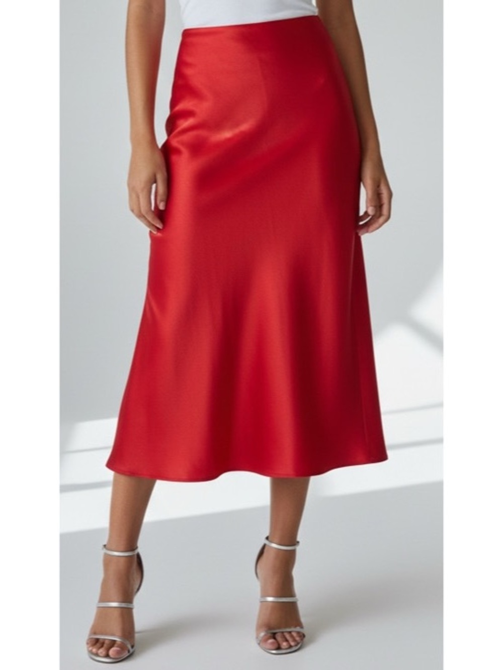 Lea & Viola Medium Red Satin Maxi Skirt